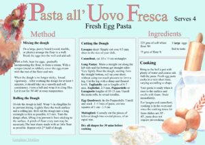Recipe for fresh egg pasta from Gorgiano studios and paintingholidaysitaly.com