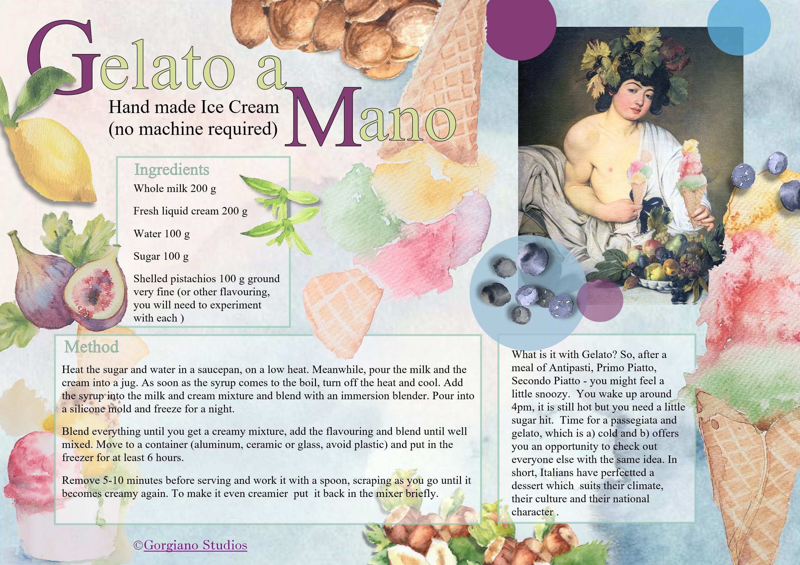 Recipe card for Gelato fato a mano, Hand made Ice cream