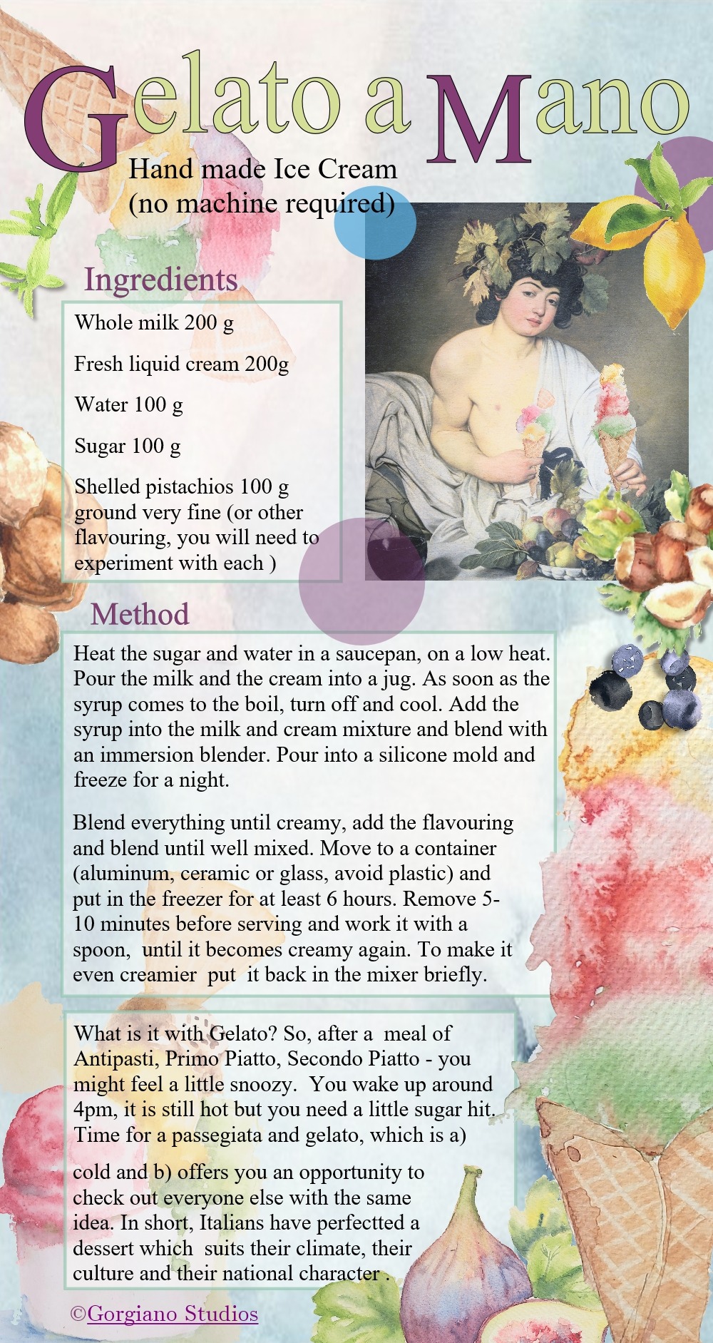 Recipe card for Gelato fato a mano, Hand made Ice cream