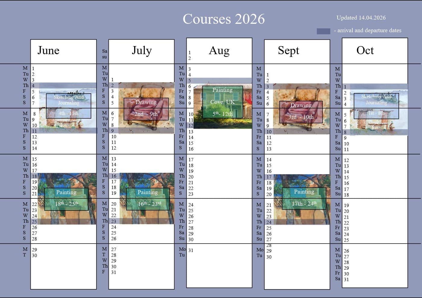 dates for painting holidays 2026