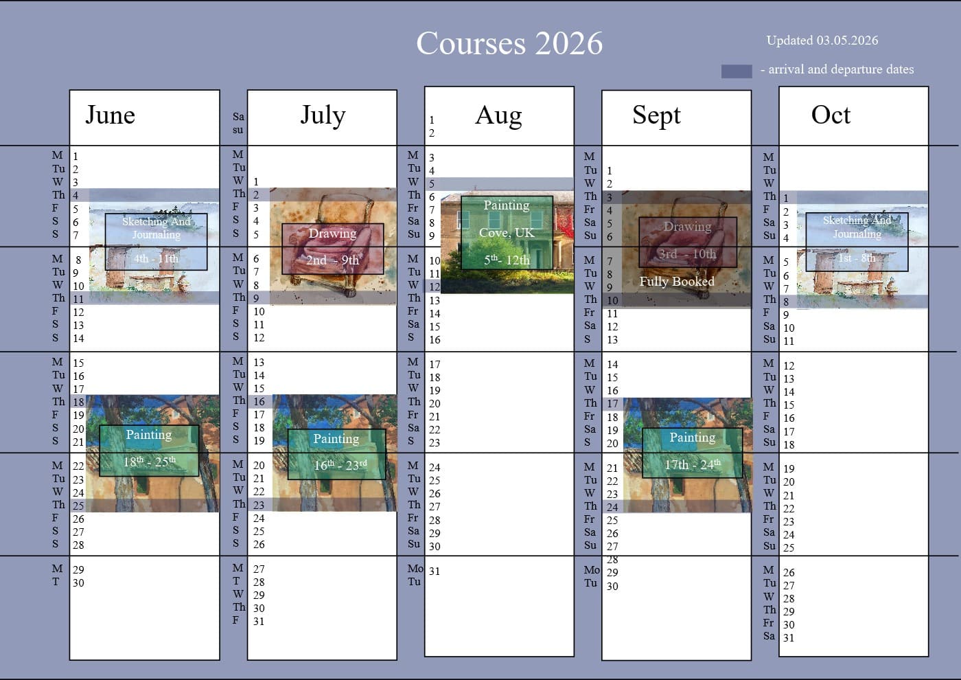 Dates for painting holidays